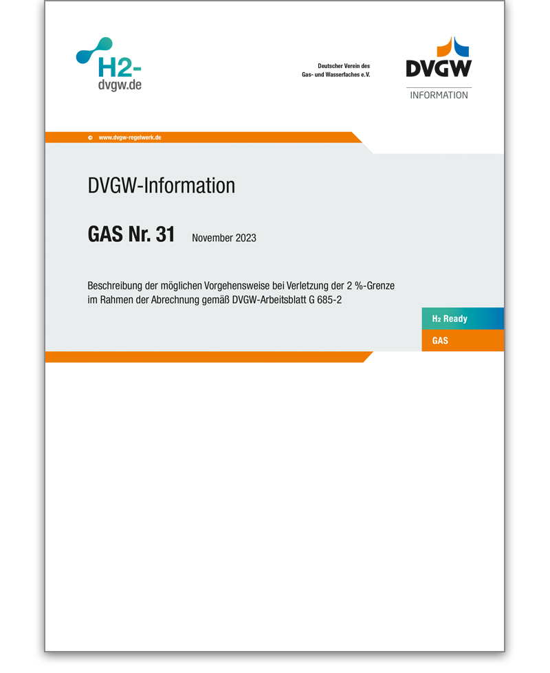 DVGW-Information Gas Nr. 31 Ausgabe 2023
