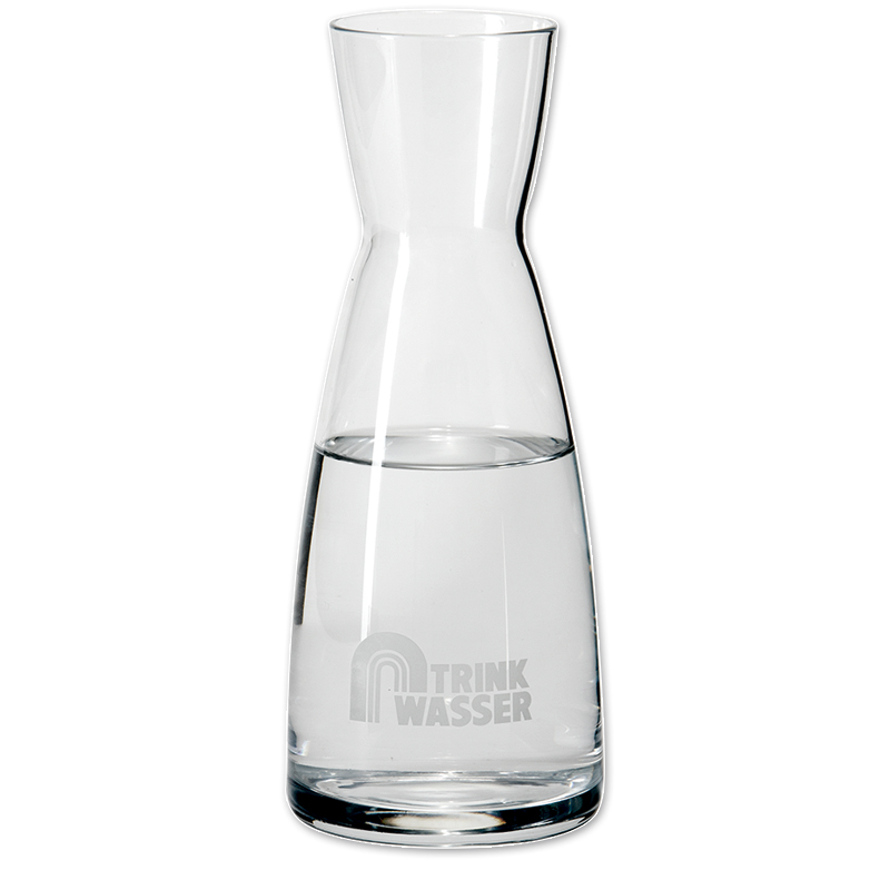  Glas-Karaffe "im neuen Design" (1 Ltr.) mit Logo "Trinkwasser"