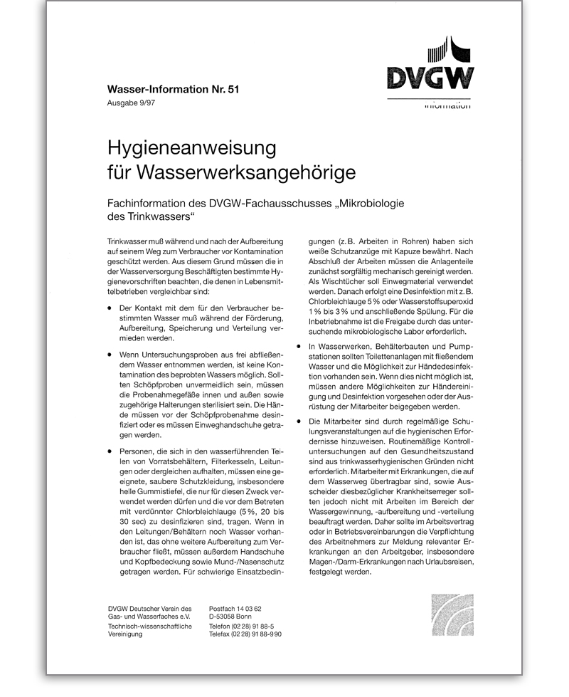 DVGW-Information Wasser Nr. 15 Ausgabe 1997