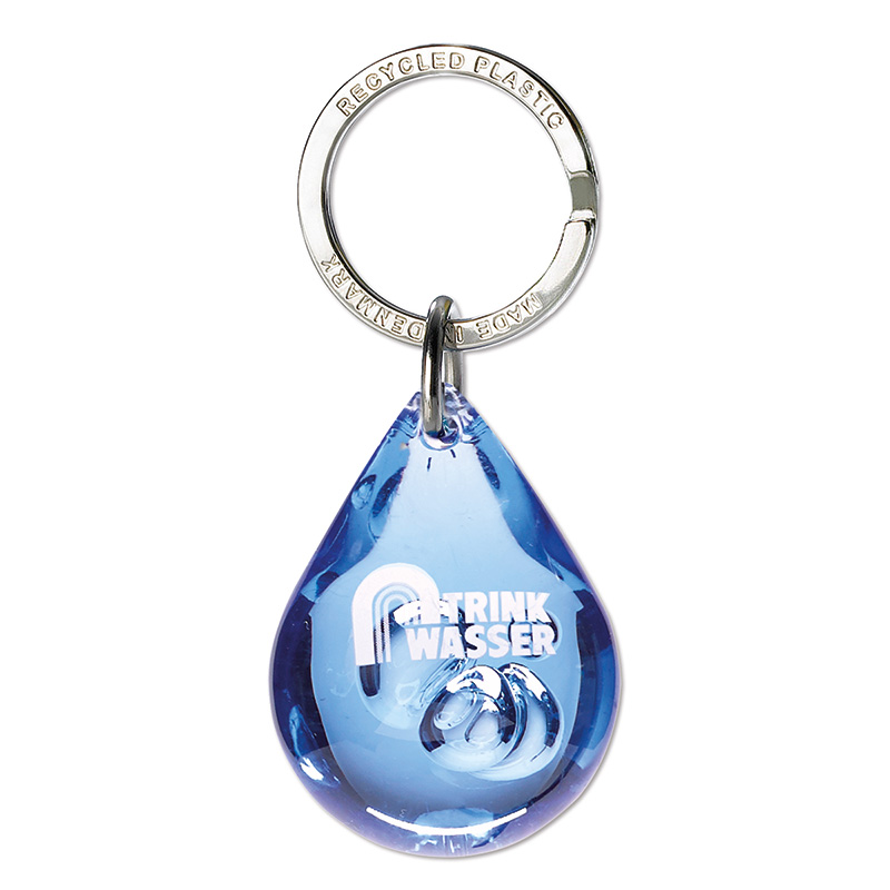  Schlüsselanhänger Tropfen, blau mit Logo "Trinkwasser"