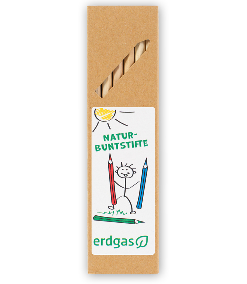 Natur-Buntstifte mit Logo  "erdgas"
