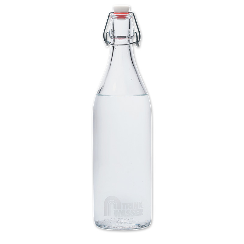  Glastrinkflasche mit Bügelverschluss mit Logo "Trinkwasser"