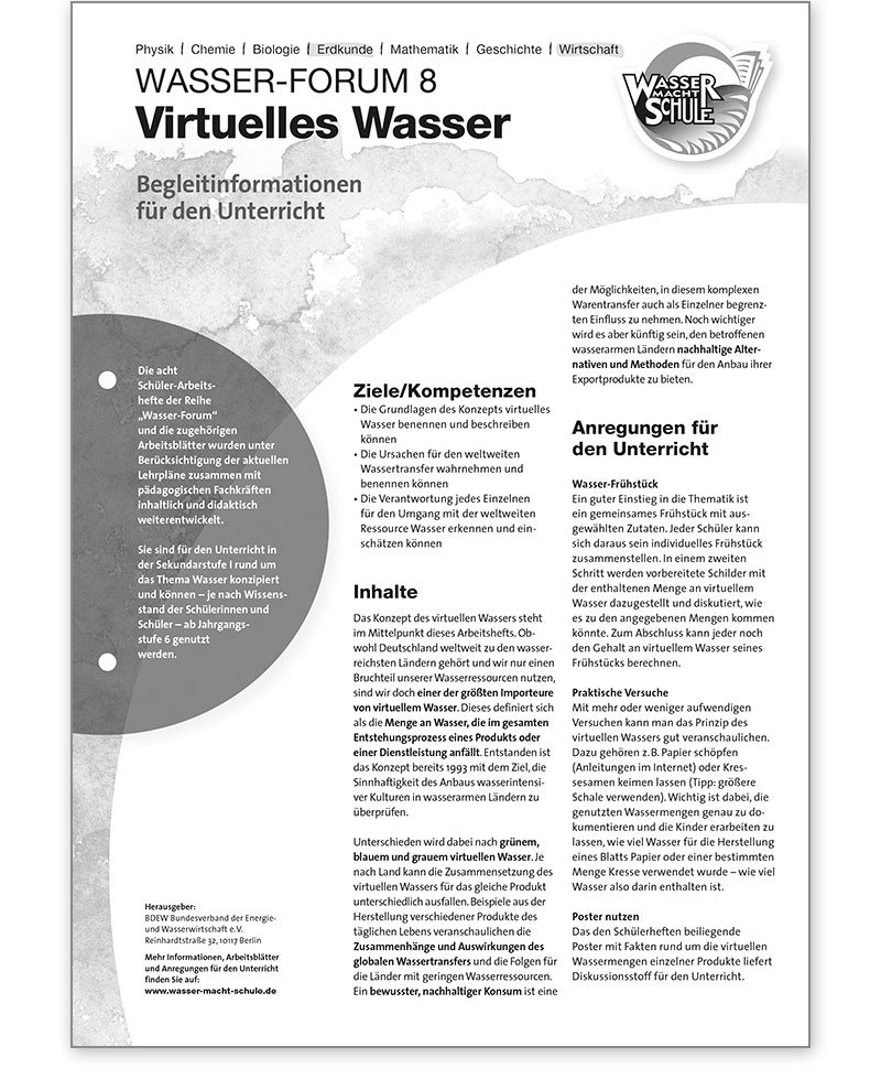 Wasser-Forum 8: Virtuelles Wasser; inkl. Poster