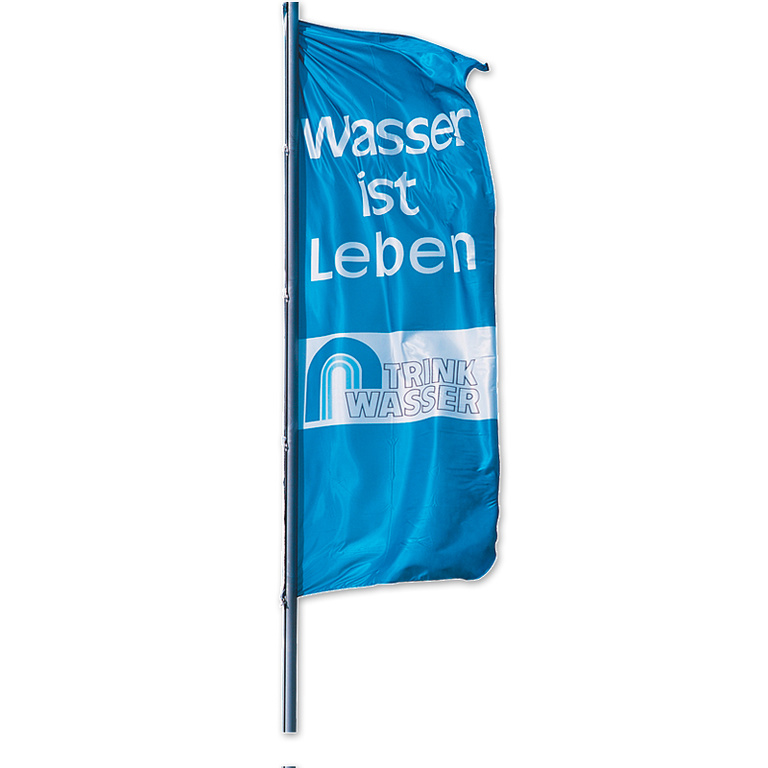 Hissflagge "Wasser ist Leben" mit Logo "Trinkwasser"