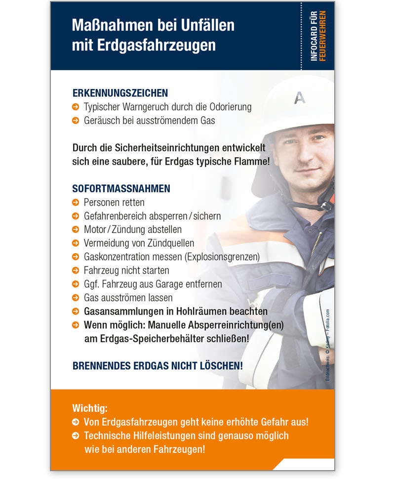 Infocard Informationen für die Feuerwehr Erdgas als Kraftstoff