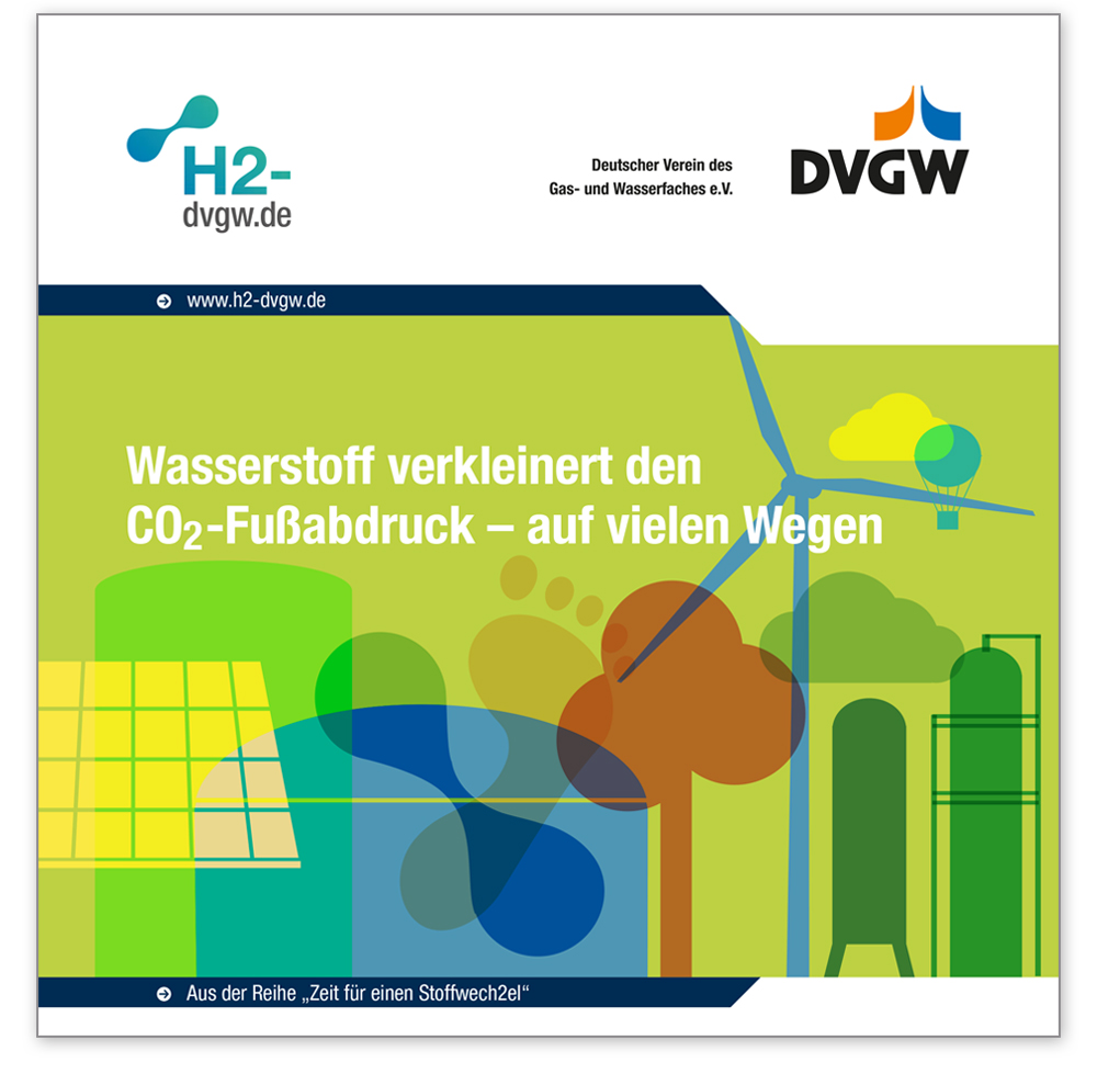 Broschüre H2-DVGW: Wasserstoff verkleinert den CO2-Fußabdruck - auf vielen Wegen