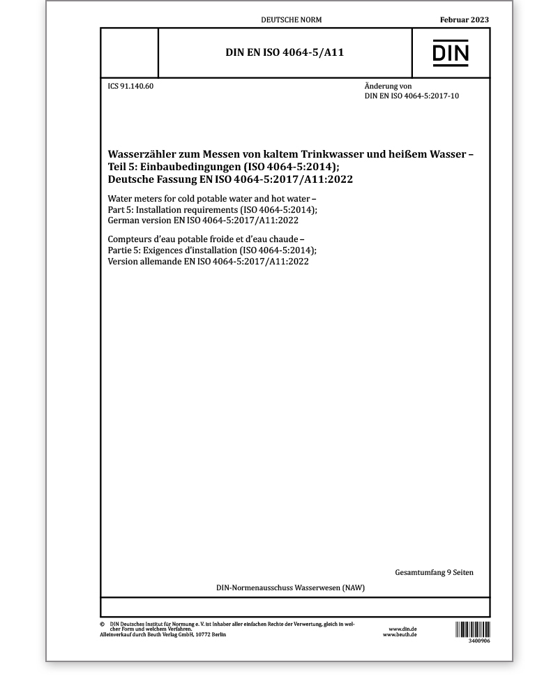 DIN EN ISO 4064-5 Ausgabe 2023