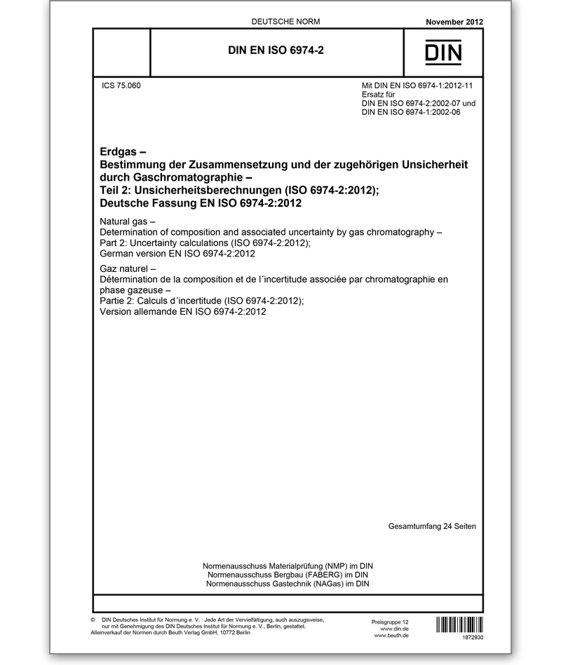 DIN EN ISO 6974-2 Ausgabe 2012