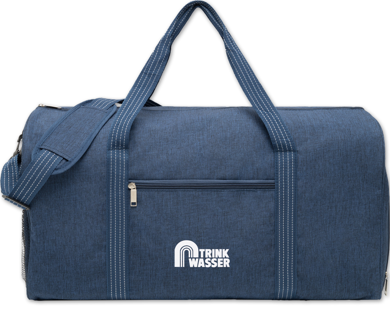 Blaue Sporttasche  mit Logo Trinkwasser